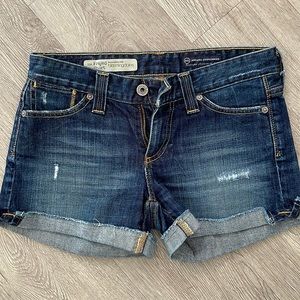 AG ADRIANO GOLDSCHMEID FRAYED JEAN SHORTS